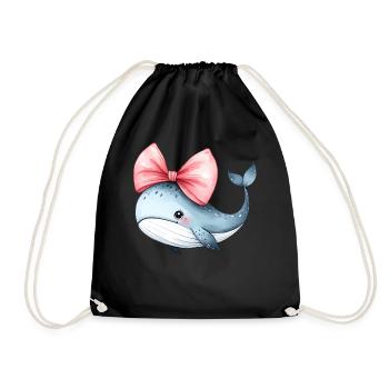 Coquette Bogen Wal Ozean Tier rosa Schleife Mama - Turnbeutel - Schwarz - Vorne
