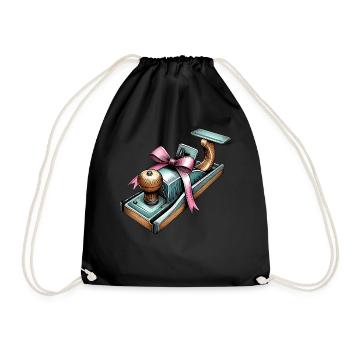 Coquette Bow Woodworking Woodworker - Drawstring Bag - black - Front