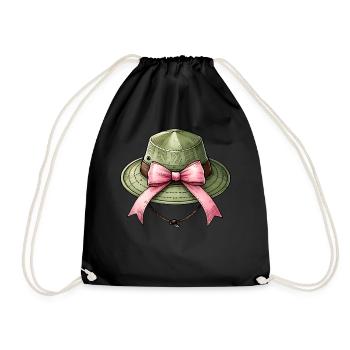 Coquette Bow Zookeeping Zookeeper Hat Pink - Drawstring Bag - black - Front