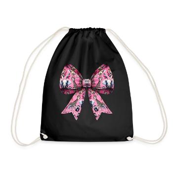 Coquettish Bow Zookeeing Zookeeper Animals Pattern - Drawstring Bag - black - Front