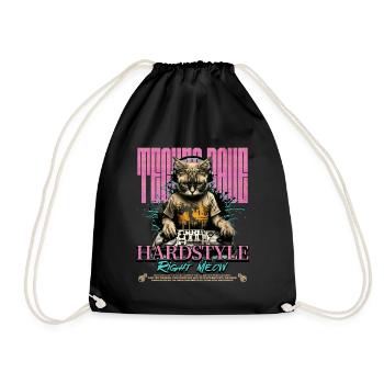 Cat DJ Hardstyle Right Meow - Turnbeutel - Schwarz - Vorne