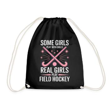 Field Hockey Saying Sports Funny Field Hockey Gift - Drawstring Bag - black - Front