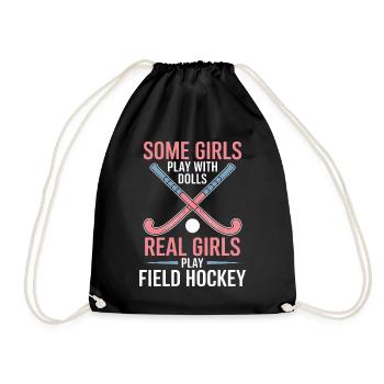 Field Hockey Saying Sports Funny Field Hockey Gift - Drawstring Bag - black - Front