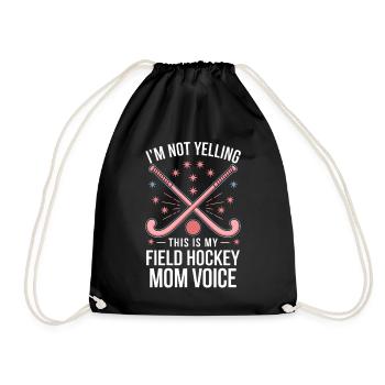 Field Hockey Saying Mom Funny Field Hockey Gift - Drawstring Bag - black - Front