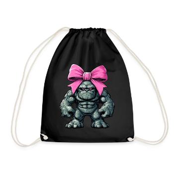 Coquettish Bow Golem Jewish Folklore Jew Mom - Drawstring Bag - black - Front