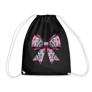 Coquette Bow Golem Pattern Jewish Folklore Jew - Drawstring Bag - black - Front
