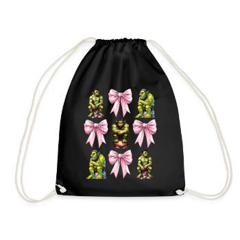 Coquettish Bow Ogre Monster Halloween Mom - Drawstring Bag - black - Front