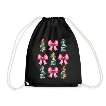 Coquette Bow Mermaid Girl Ribbon Pink - Drawstring Bag - black - Front