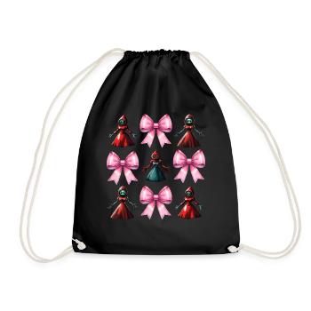 Coquette Bow Flatwoods Monster Cryptid - Drawstring Bag - black - Front