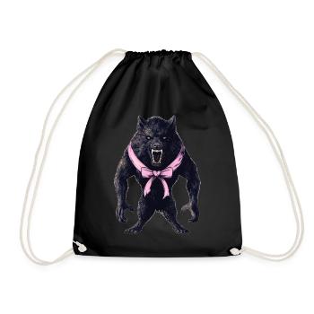 Coquette Bow Werewolf Wolf Halloween Girl - Drawstring Bag - black - Front