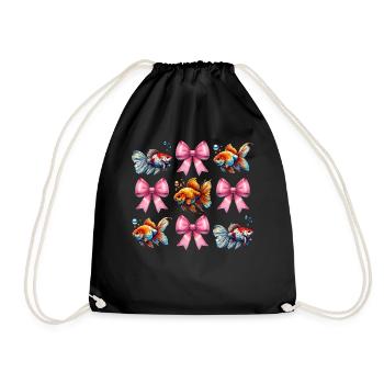 Coquette Bogen Goldfisch Fisch Mama Muttertag rosa - Turnbeutel - Schwarz - Vorne