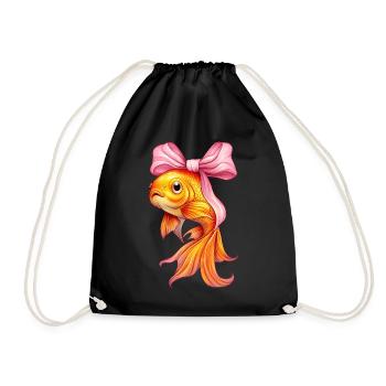 Coquette Bogen Goldfisch Fisch Mama Muttertag rosa - Turnbeutel - Schwarz - Vorne