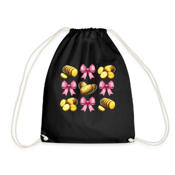 Coquette Bow Potato Potatoes Girl Mom Mothers - Drawstring Bag - black - Front