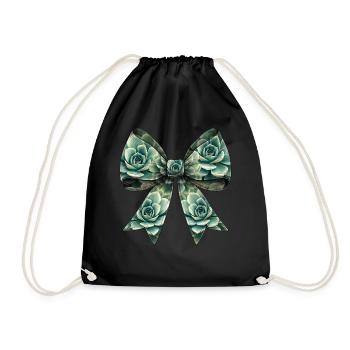 Coquette Bogen Sukkulente Kaktus Druck Pflanze Mom - Turnbeutel - Schwarz - Vorne