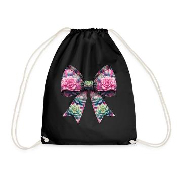 Coquette Bow Succulent Cactus Plant Pattern Mom - Drawstring Bag - black - Front