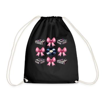 Coquette Bow Vinyl-Schallplattenspieler - Turnbeutel - Schwarz - Vorne