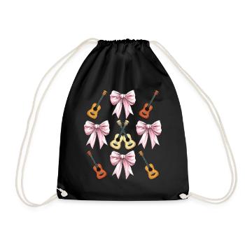 Coquette Bow Ukulélé Guitare Uke Girl Maman - Sac de sport léger - noir - Devant