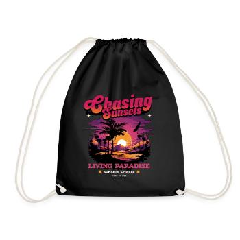 Sunset Paradise Statement Retro - Drawstring Bag - black - Front