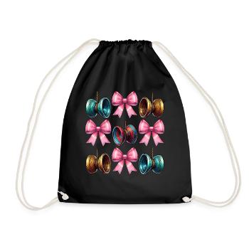 Coquette Bow Yoyo Toy Girl Mothers Day - Drawstring Bag - black - Front