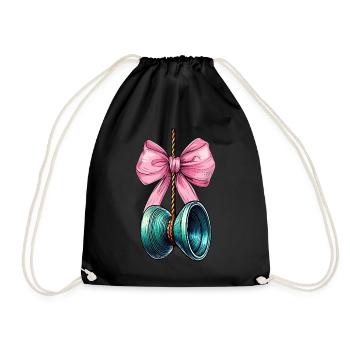 Coquette Bow Yoyo Toy Girl Mothers Day - Drawstring Bag - black - Front