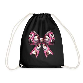 Coquette Bow Guinea Pig Pattern Cute Pet Mom Girl - Drawstring Bag - black - Front