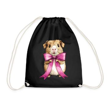 Coquette Bow Guinea Pig Cute Pet Mom Mothers - Drawstring Bag - black - Front