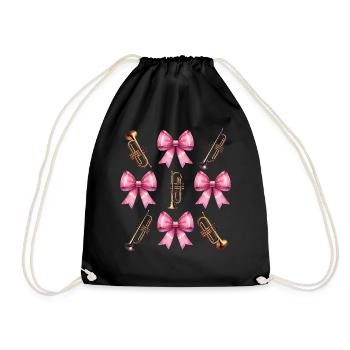 Coquette Bow Trumpet Instrument Trumpeter - Drawstring Bag - black - Front