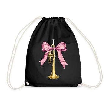 Coquette Bow Trumpet Instrument Trumpeter - Drawstring Bag - black - Front