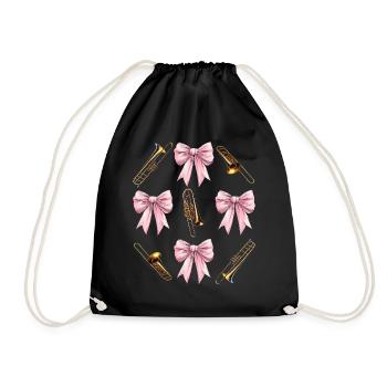 Coquettish Bow Trombone Girl Trombonist Mom - Drawstring Bag - black - Front