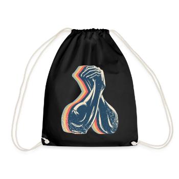 Arm Wrestling Arm Wrestler Retro Line Art - Drawstring Bag - black - Front