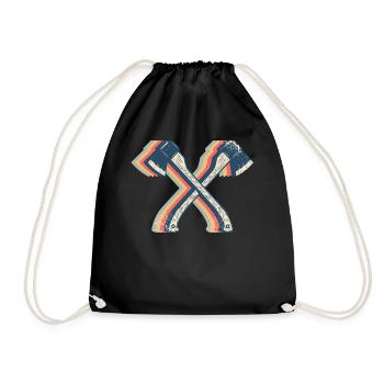Axt-Werfen Axt-Werfer Retro Line Art - Turnbeutel - Schwarz - Vorne