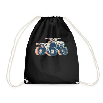Atv Quad 4 Wheeler Retro Line Art - Turnbeutel - Schwarz - Vorne
