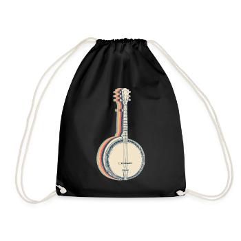 Banjo Instrument Banjospieler Retro Line Art - Turnbeutel - Schwarz - Vorne