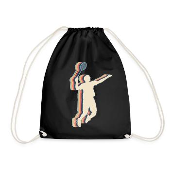 Badminton Player Team Coach Coach Retro - Drawstring Bag - black - Front
