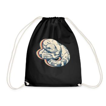 Ball Python Snake Retro Line Art - Drawstring Bag - black - Front