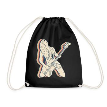 Bassist Bassist Gitarrist Gitarre Retro - Turnbeutel - Schwarz - Vorne
