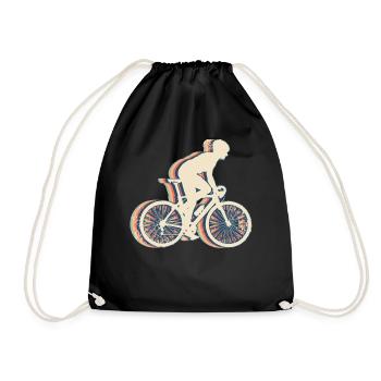 Cycling Biker Cyclist Bicycle Retro Line - Drawstring Bag - black - Front