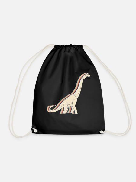 Brachiosaurus Dinosaurier Retro Line Art - Turnbeutel - Schwarz