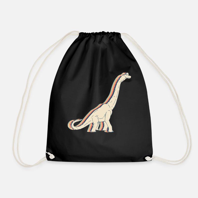 Brachiosaurus Dinosaurier Retro Line Art - Turnbeutel - Schwarz