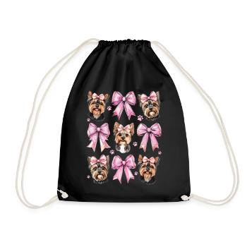 Coquette Bow Yorkshire Terrier Chien Yorkie - Sac de sport léger - noir - Devant
