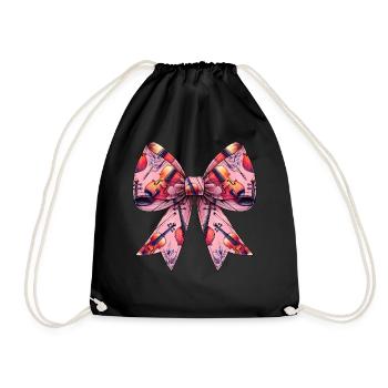Coquette Bow Violin Girl Pattern Violinist Mom - Drawstring Bag - black - Front