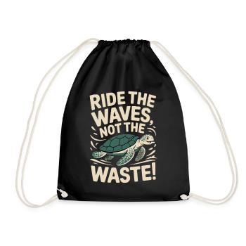 Waves instead of garbage - Drawstring Bag - black - Front