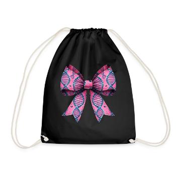 Coquette Bow Genealogy DNA Pattern - Drawstring Bag - black - Front
