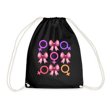 Kokette Schleife Feministisches Symbol Feminismus - Turnbeutel - Schwarz - Vorne