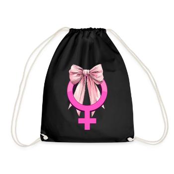 Kokette Schleife Feministisches Symbol Feminismus - Turnbeutel - Schwarz - Vorne