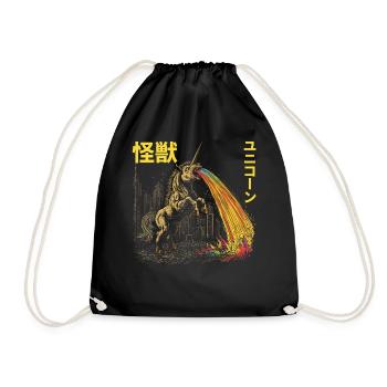 Kaiju Unicorn Japanese Monster Anime Manga - Drawstring Bag - black - Front