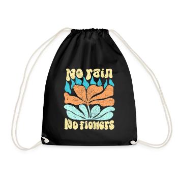 No Rain No Flowers abstract design for gardeners - Drawstring Bag - black - Front
