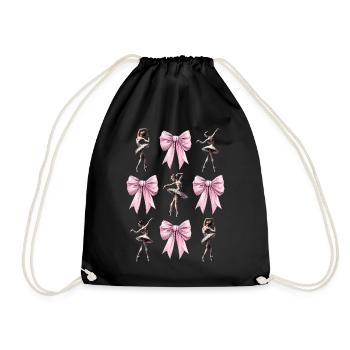 Kokette Schleife Ballerina Tanz Ballett Tänzerin - Turnbeutel - Schwarz - Vorne