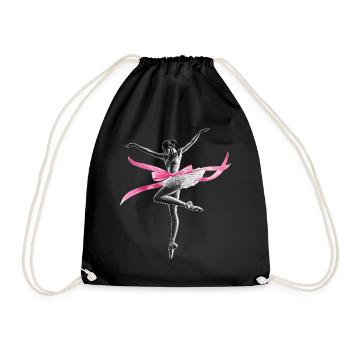 Kokette Schleife Ballerina Tanz Ballett Tänzerin - Turnbeutel - Schwarz - Vorne