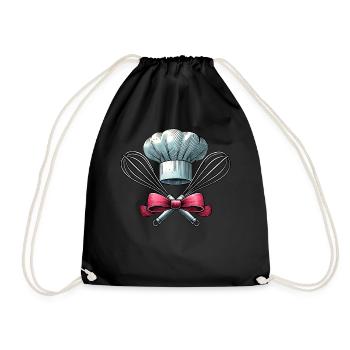 Coquette Schleife Backen Chefkoch Hut Schneebesen - Turnbeutel - Schwarz - Vorne